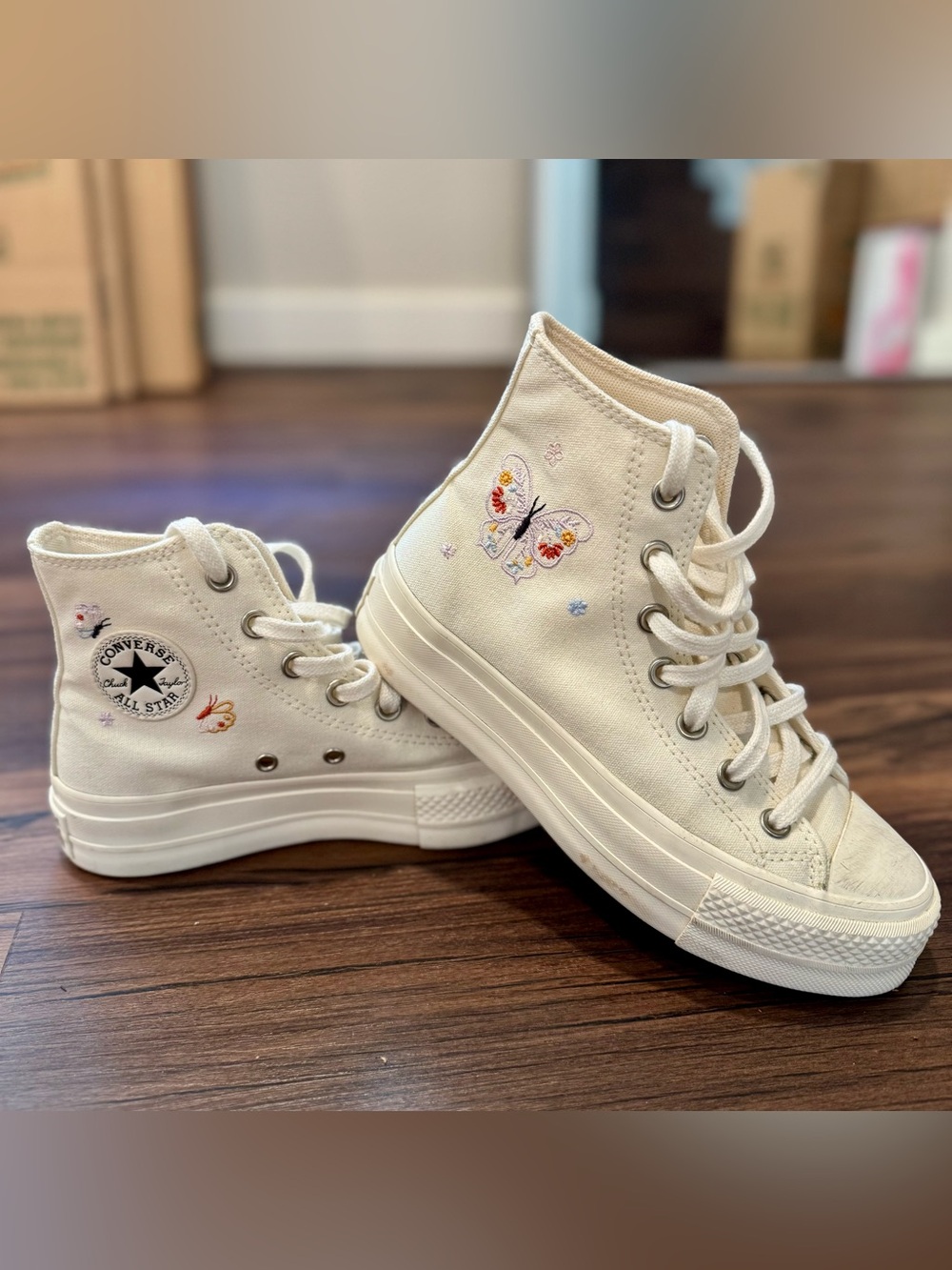Converse Platform High Top Sneakers with Embroidery